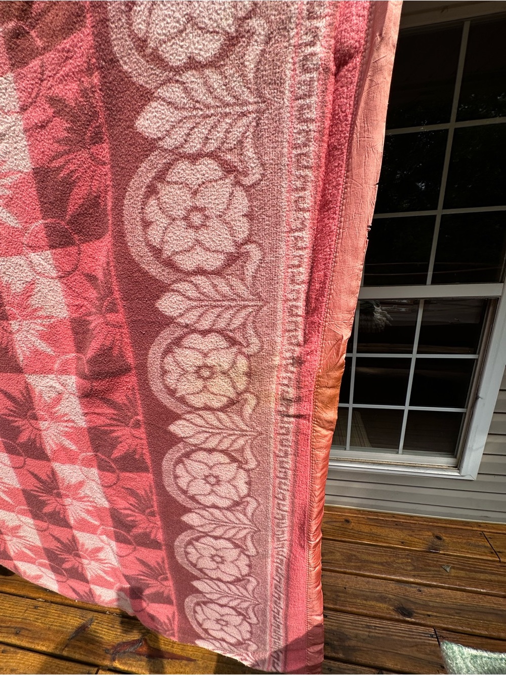 Vintage 50s 60s Pink Double Long Cotton Wool Camp Blanket Cabin Throw - Picture 3 of 14